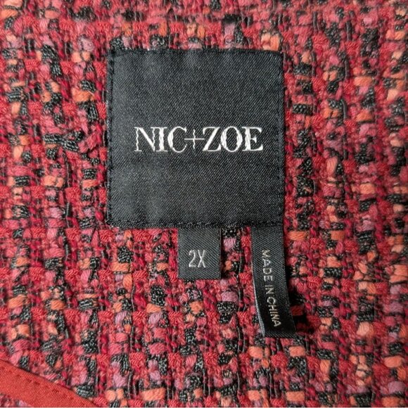 Nic+Zoe Transformative Tweed Jacket Fringe Womens 2X Open Front Cardigan Blazer - Picture 3 of 11